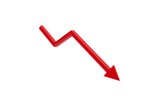 Red Downward Arrow, A zigzagging red arrow points downwards and to the right, indicating a decline.