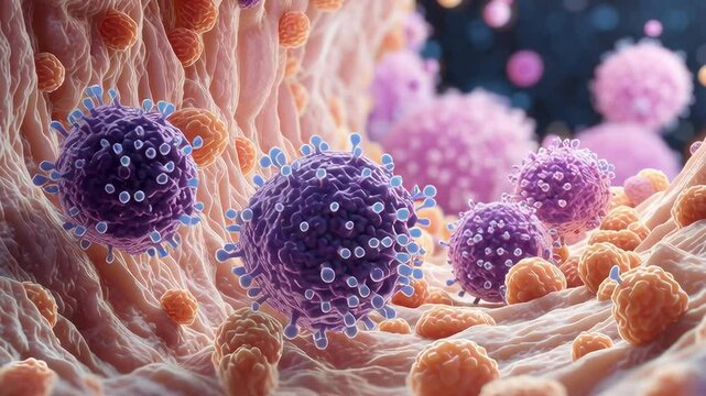 Microscopic view of vibrant cell activity.