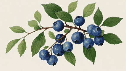 Forest Amethysts blue berries tree isolated watercolor vector illustration svg