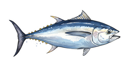 Watercolor Painting of a Tuna Fish, Aquatic Life Illustration watercolor png, transparent isolated nackground