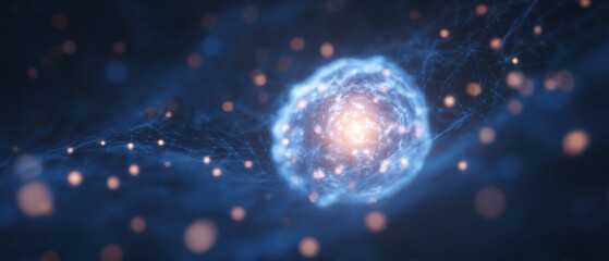 Fototapeta premium Glowing Stem Cell with Chemical Markers in Bioinformatics Visualization