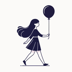 vector image of a person carrying a balloon