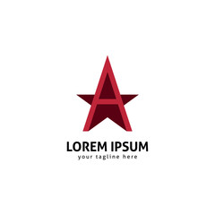 Obraz premium Bold Letter A with Star Logo Design, Abstract Red Logo Icon.