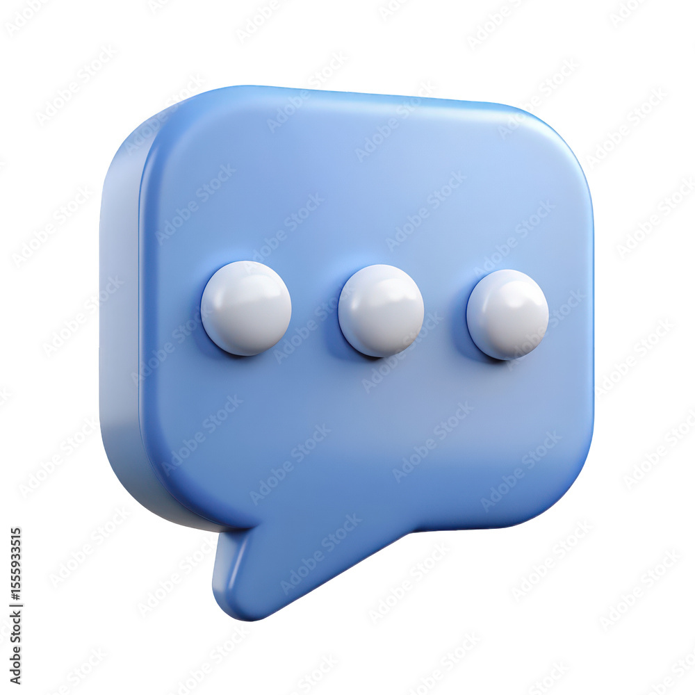 Aufkleber Modern blue 3d speech bubble chat icon design element for communication application interface user experience digital technology software development website mobile app on transparent background talk