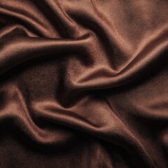 Rich, dark brown fabric with soft, flowing folds and subtle sheen, creating a luxurious and elegant texture