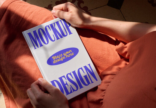 Stylish Notebook Mockup Held by anonymous woman