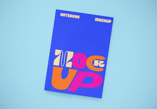 Mockup of a Blank Notebook. Background color available to change
