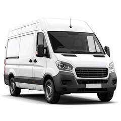 3D white van icon isolated on transparent background. PNG