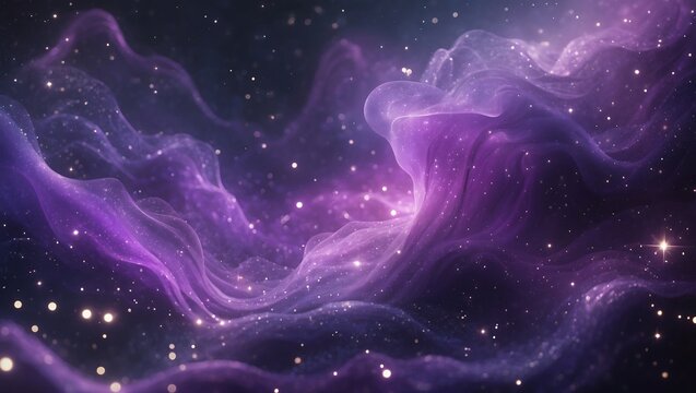 Abstract Nebula in Purple and Violet with Sparkling Stars