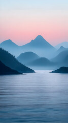 Misty Mountains Illustration Peaceful Landscape Art