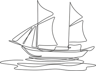 Continuous Line Drawing of Traditional Ship – Minimalist Indonesian Sailing Boat