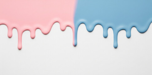 Pink and Blue Liquid Dripping Abstract on White Background