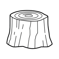Simple Black and White Line Art of a Cut Tree Stump Illustration