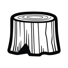 Black and White Depiction of a Tree Stump with Visible Annual Rings