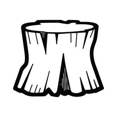 Black and White Illustration of a Tree Stump with Sharp Edges and Rough Texture