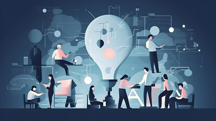 Business innovation pipeline concept. Team brainstorming and prioritizing new ideas for future development.