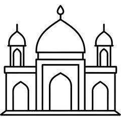 Clean Mosque Line Drawing