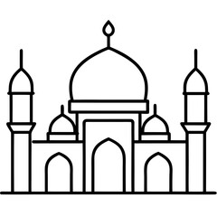 Clean Mosque Line Drawing