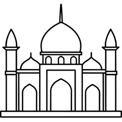 Clean Mosque Line Drawing