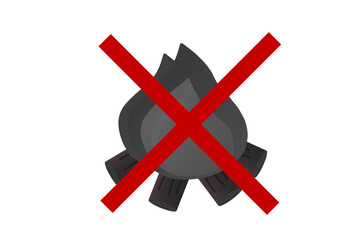 焚き火禁止　警告マーク　グラフィック素材 