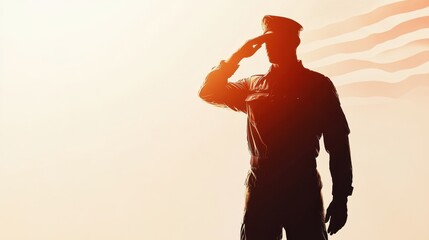 Military personnel salutes during a patriotic ceremony at sunset showcasing deep respect for the country and its values, highlighting dedication and service to the nation
