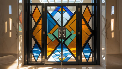 Fototapeta premium entrance door made with stained glass