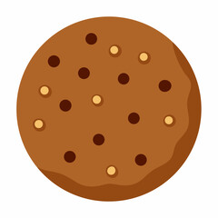 Chocolate cookie food icon on white background.