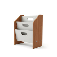 Light brown wooden magazine rack