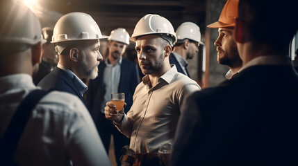Business networking event concept. Professionals exchanging contact information and building industry connections at conference.