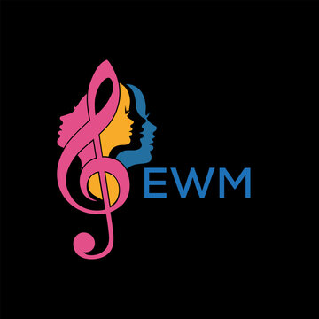 EWM Colorful Music Logo, with Female Silhouettes and Treble, Clef EWM Later Logo,  Colorful Music Logo, with Female Silhouettes and Treble Clef.
