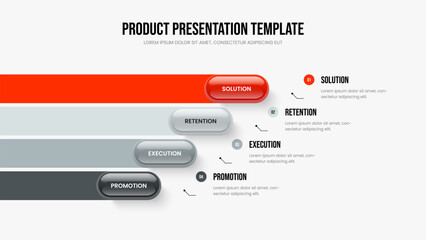 Fototapeta premium Financial Overview Four Step Diagram Presentation Design. Digital Planning Slideshow Layout Vector Illustration. Corporate Report 4 Option Infographic Frame Template.