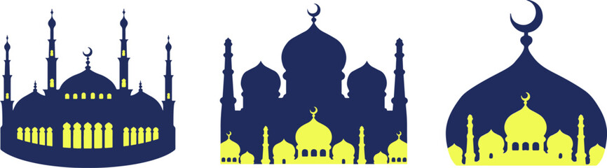Islamic Mosque Silhouette Vector Set