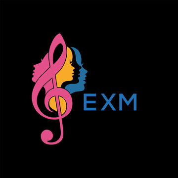 EXM Colorful Music Logo, with Female Silhouettes and Treble, Clef EXM Later Logo,  Colorful Music Logo, with Female Silhouettes and Treble Clef.
