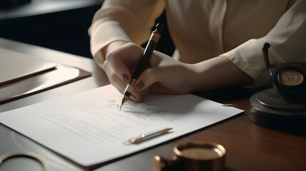 Business trademark registration concept. Entrepreneur submitting legal documents to register brand name and logo.
