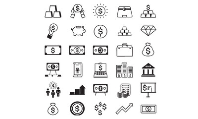 investment set icon vector