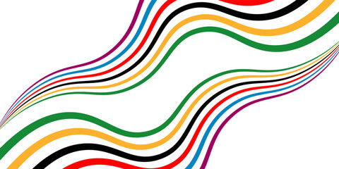 Wavy stripes five continents colorful sports abstract curved rainbow colors illustration,eps10