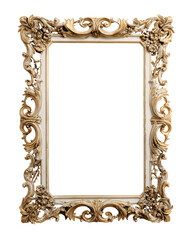 Ornate Gold and White Rococo Picture Frame, Vintage, Antique, Elegant Design