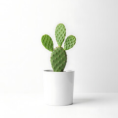 Single cactus in white pot