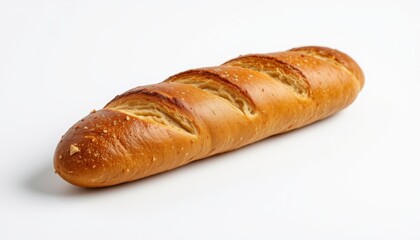 Golden Brown Baguette on White