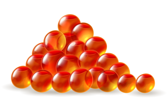 Shiny amber jewels arranged in a triangular pile against a deep black background.