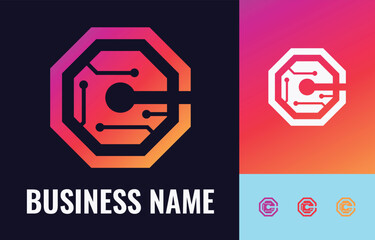 Letter C Tech Logo Template