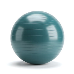 Teal exercise ball on white background