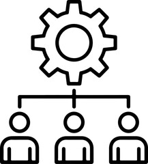 Teamwork and collaboration symbolized by a gear connected to people icons