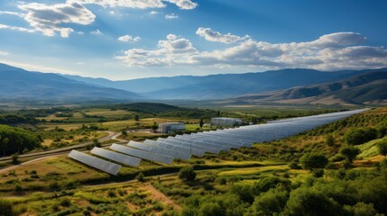 Solar Panels in Mountainous Landscape