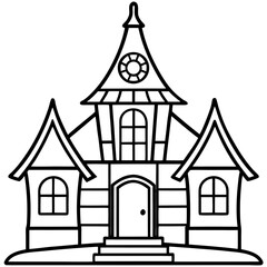 Creepy House Outline Vector