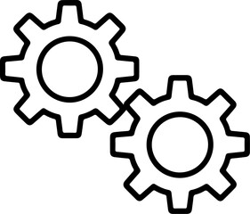 Two interlocking gears icon representing teamwork and mechanical connection