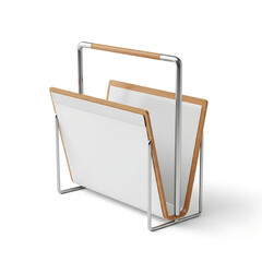 White and light wood magazine rack