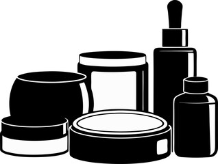 Black and White Cosmetic Bottle and Jar Set