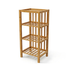 Wooden shelving unit with four tiers