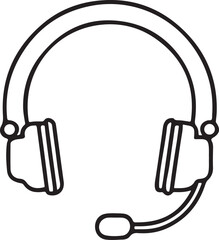 Headphone Black Icon in Minimal Line Style for Sound, Music Player, or Audio Experience